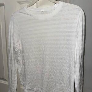 DSG White Long Sleeve Textured Crewneck Top